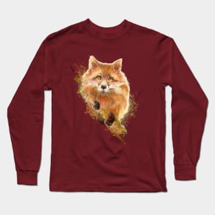 Watercolor Fox Wildlife Animal art Long Sleeve T-Shirt